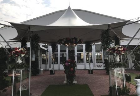 Шестигранная беседка с перекрестным кабелем-04